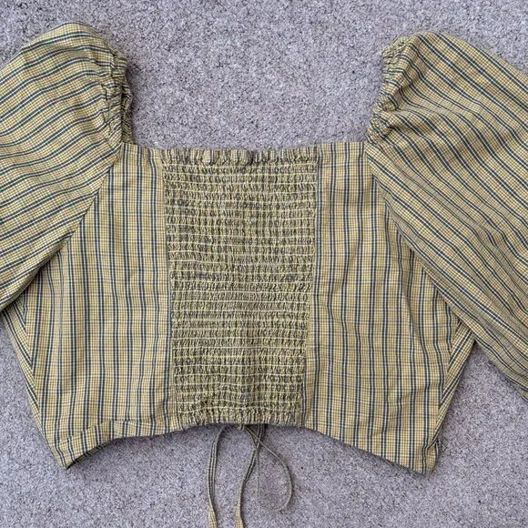 Levi's Devin Plaid Crop Long Sleeve Blouse Top Zelda Plaid Weeping Willow- Large - Picture 4 of 9